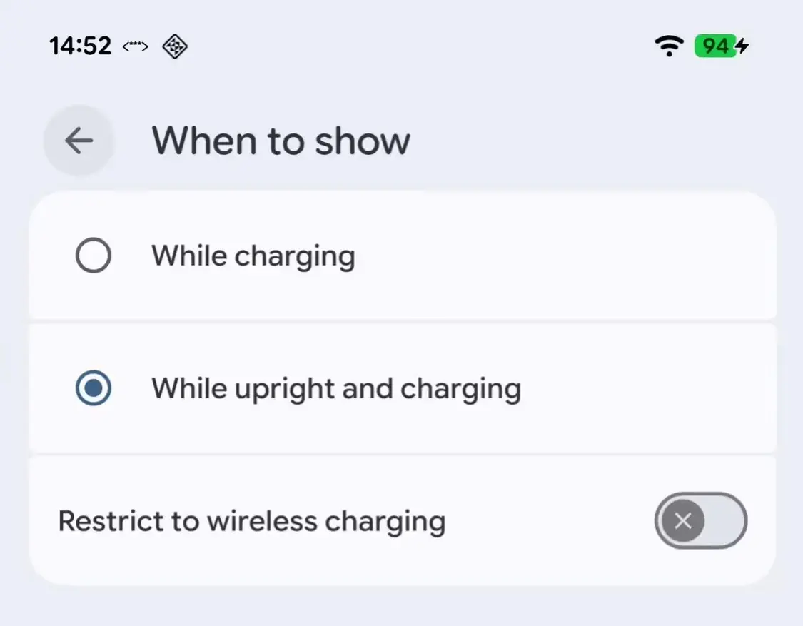 When to show screen saver triggers in Android Canary build