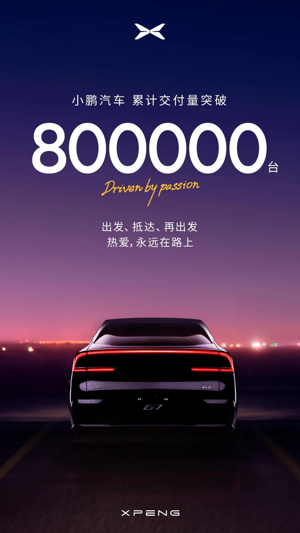 小鵬汽車累計交付量突破800000臺