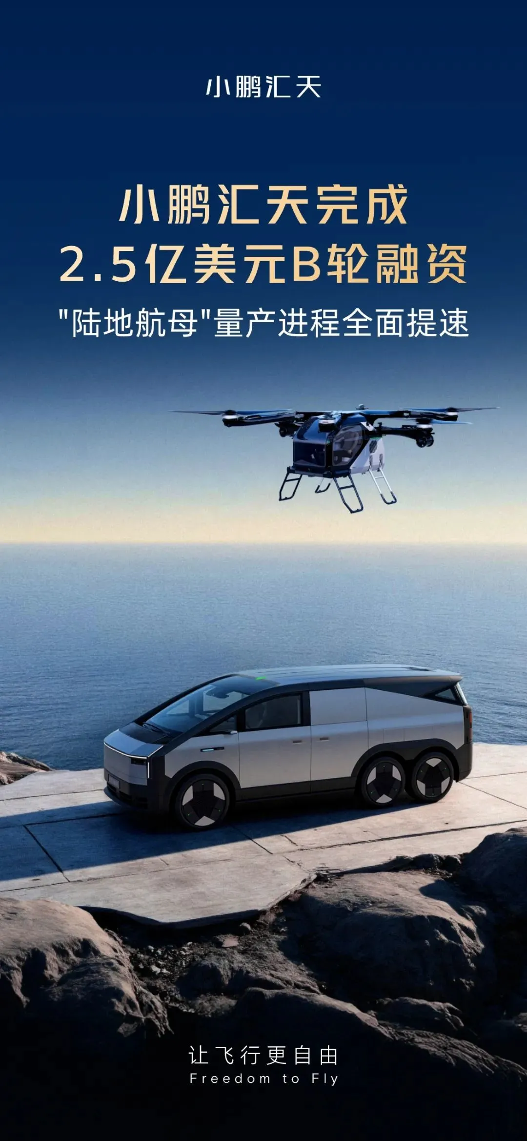 小鵬匯天完成2.5億美元B輪融資 飛行汽車量產工廠已封頂